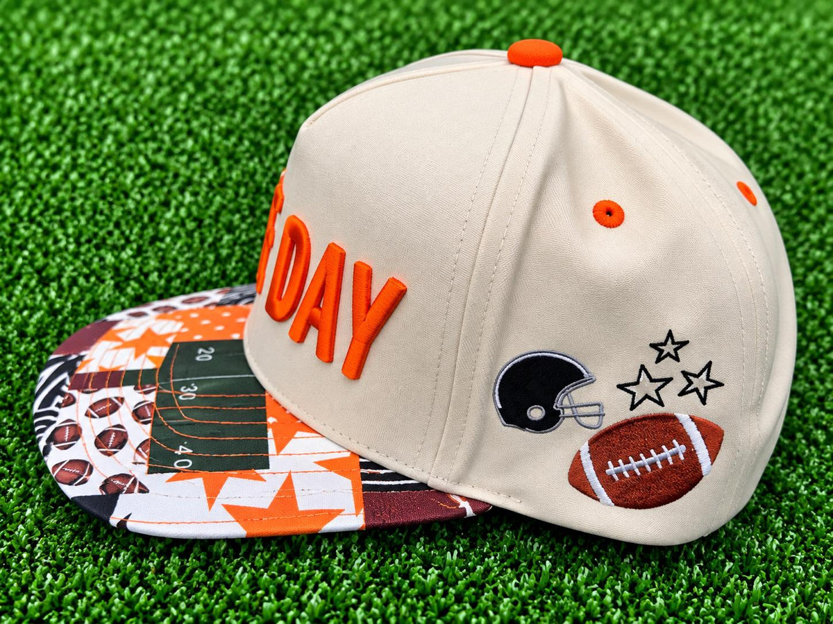 Game Day embroidered custom canvas trucker hat