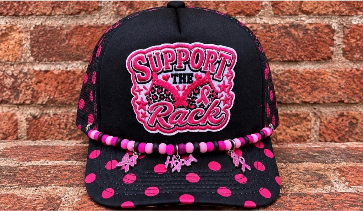 Support The Rack Breast Cancer Awareness on custom mesh trucker hat