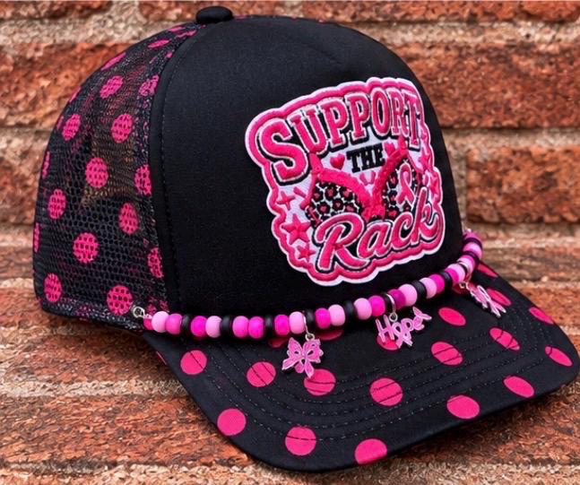Support The Rack Breast Cancer Awareness on custom mesh trucker hat