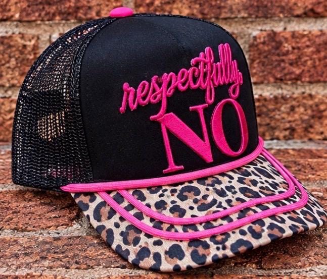 Respectfully No embroidered patch on custom canvas mesh combo trucker hat