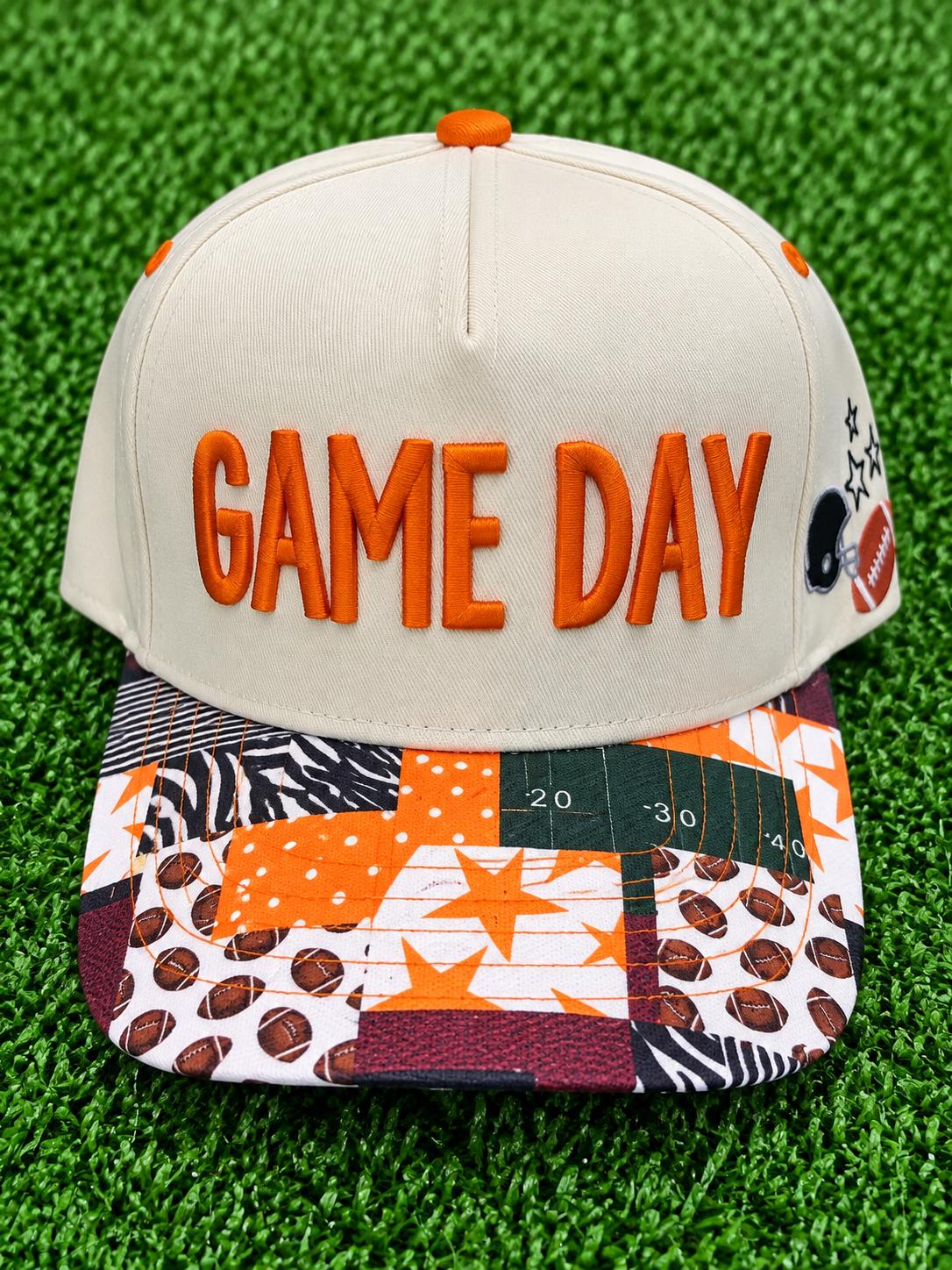Game Day embroidered custom canvas trucker hat
