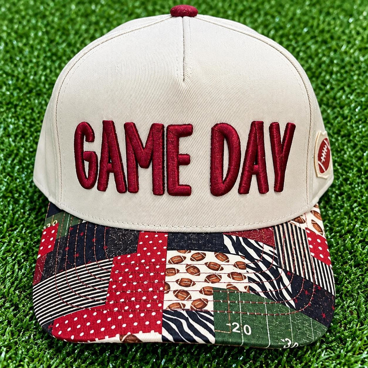 Game Day embroidered custom canvas trucker hat
