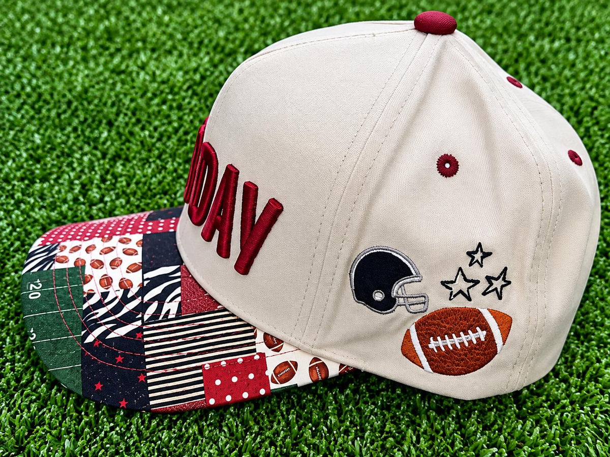 Game Day embroidered custom canvas trucker hat