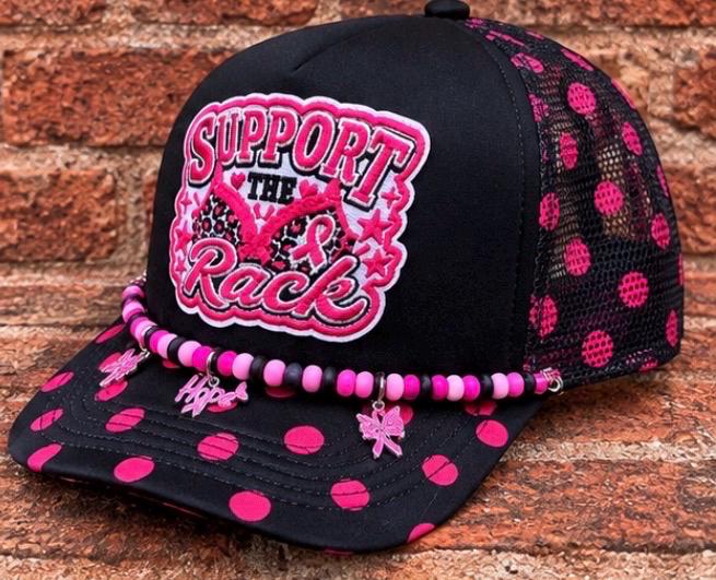 Support The Rack Breast Cancer Awareness on custom mesh trucker hat