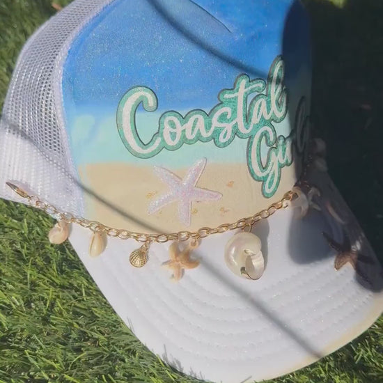 Coastal Girly with seashell hat chain