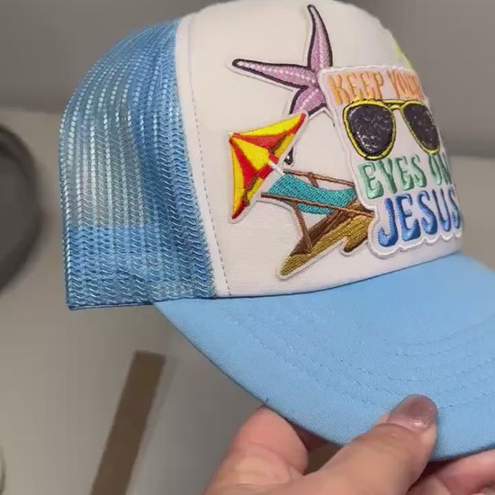 Keep Your Eyes on Jesus Beach Hat
